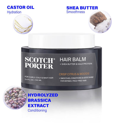 SCOTCH PORTER BRAND Hair Care Products Smoothing Hair Balm for Curly & Wavy Hair